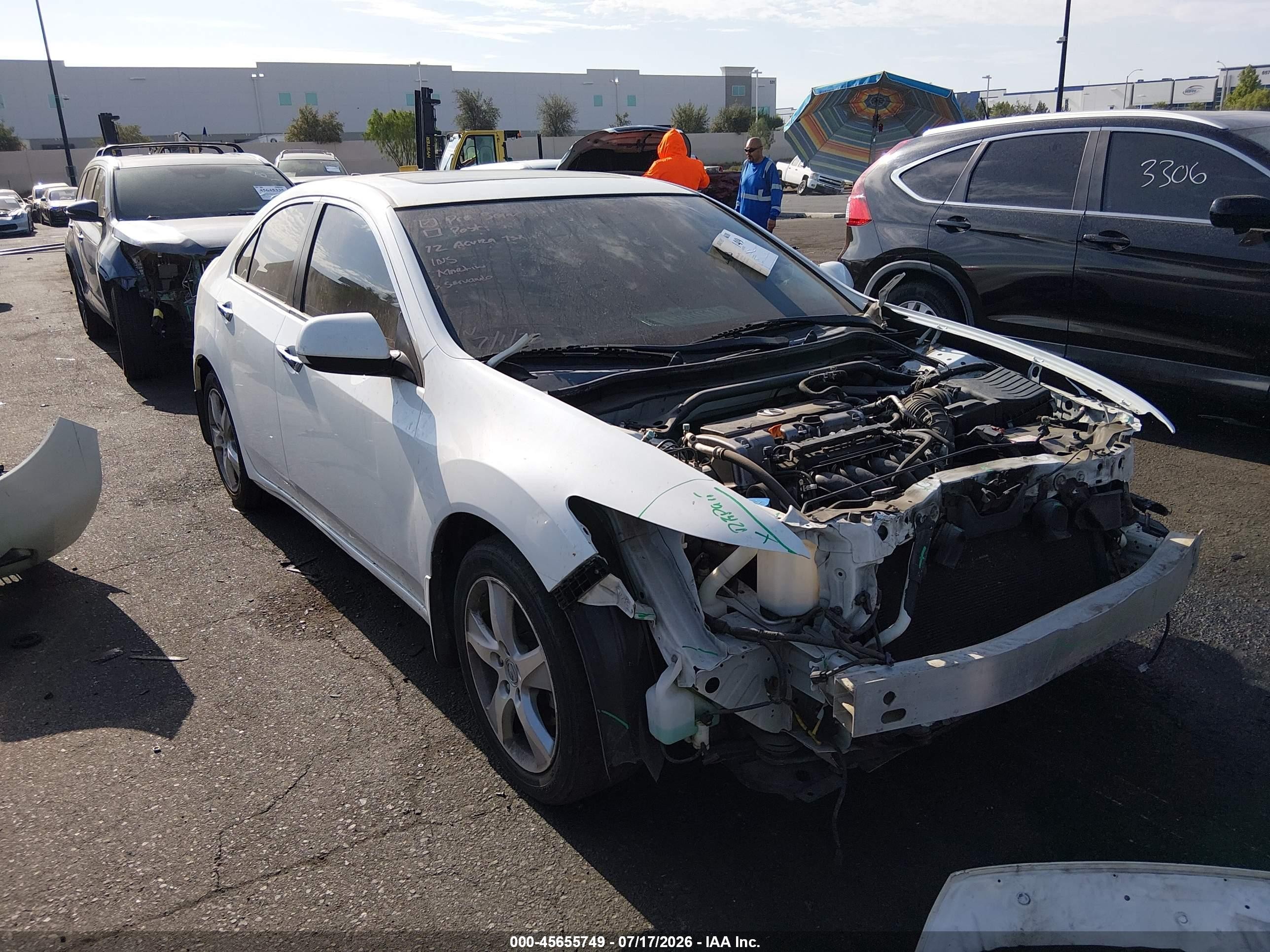 2012 Acura Tsx 2.4 White vin: JH4CU2F61CC013060