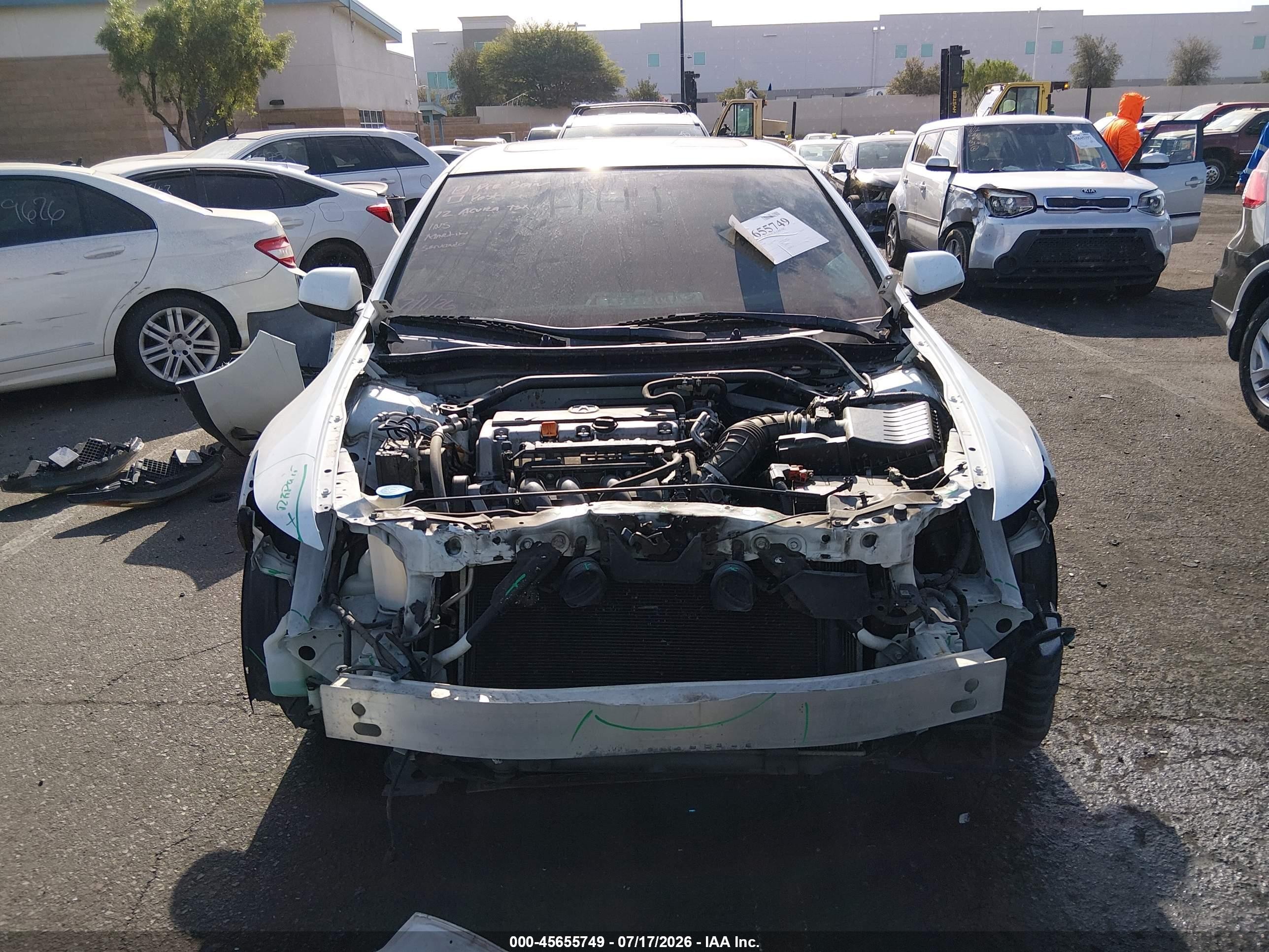 2012 Acura Tsx 2.4 White vin: JH4CU2F61CC013060