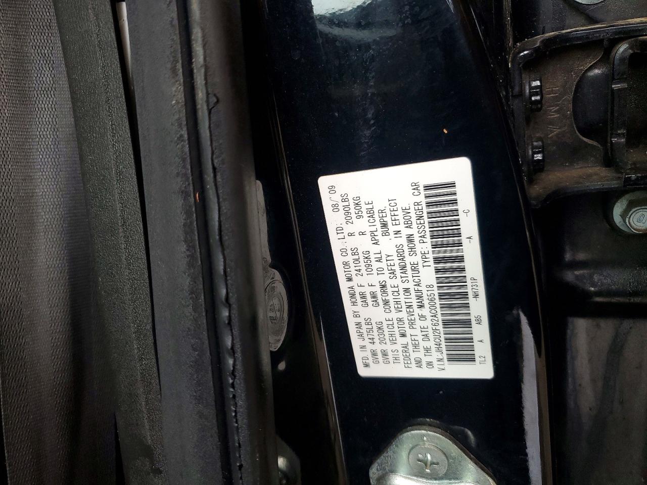 2010 Acura Tsx Black vin: JH4CU2F62AC006518