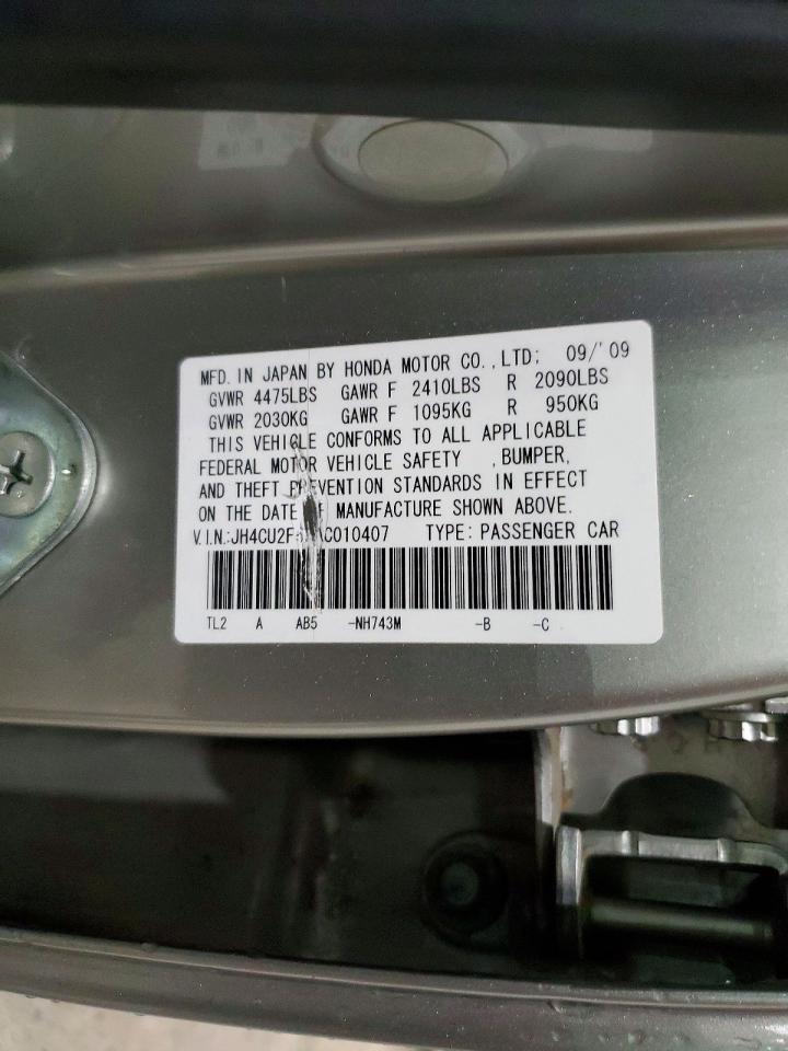 2010 Acura Tsx Silver vin: JH4CU2F62AC010407