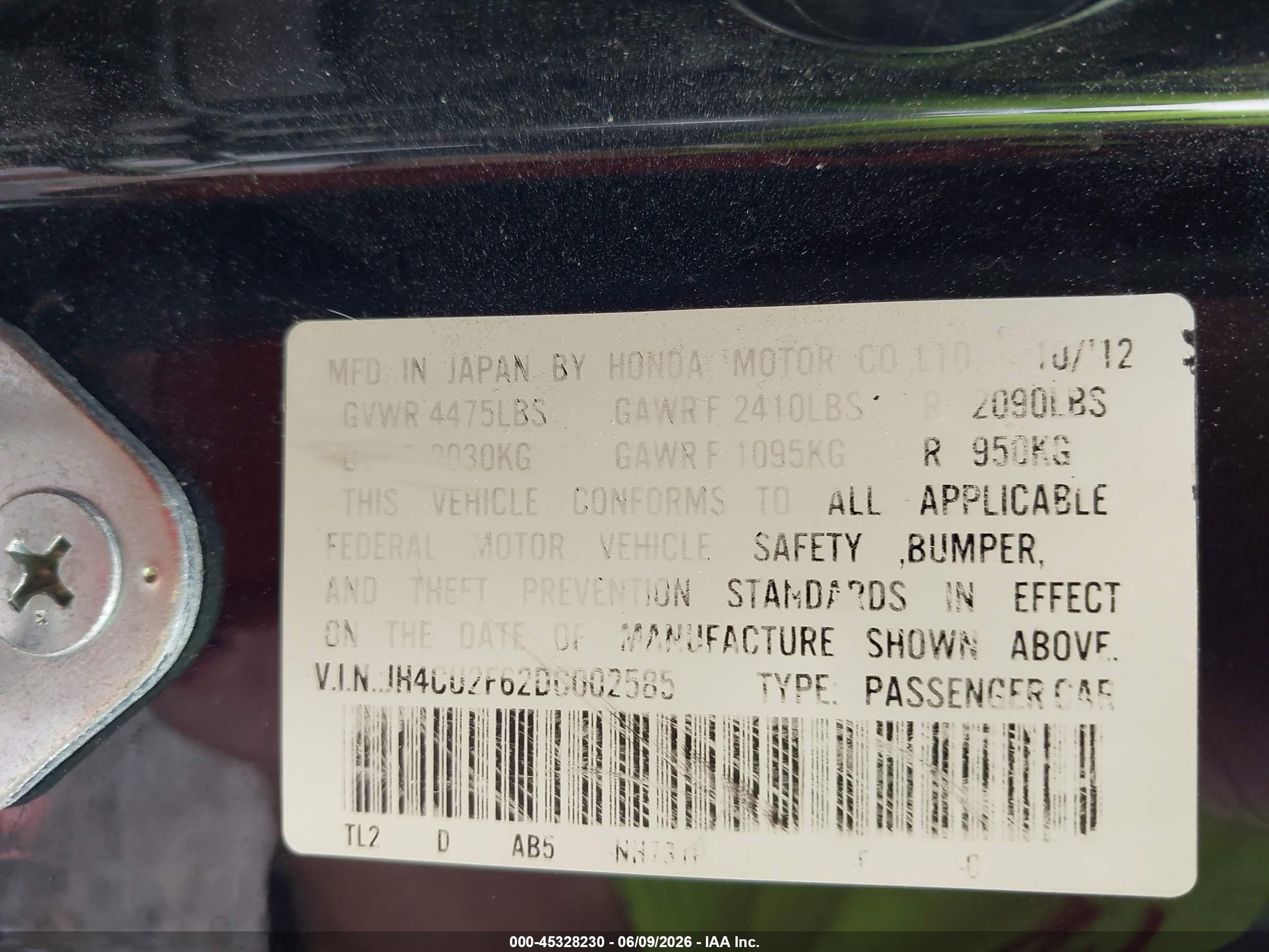 2013 Acura Tsx 2.4 Black vin: JH4CU2F62DC002585