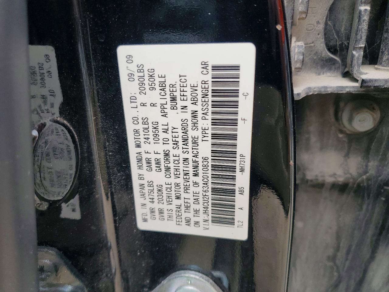 2010 Acura Tsx Black vin: JH4CU2F63AC010836