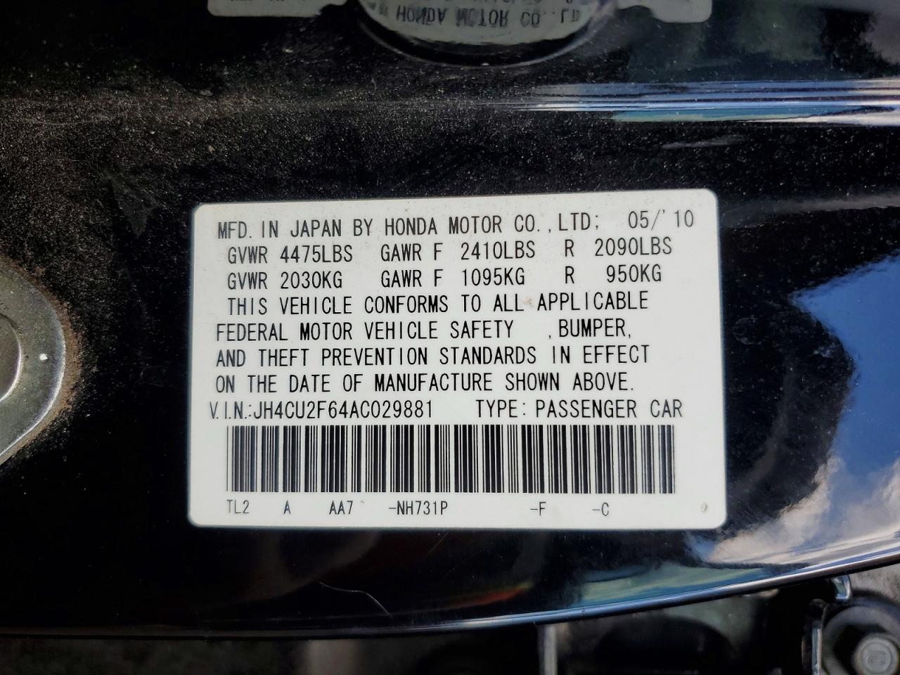 2010 Acura Tsx Black vin: JH4CU2F64AC029881