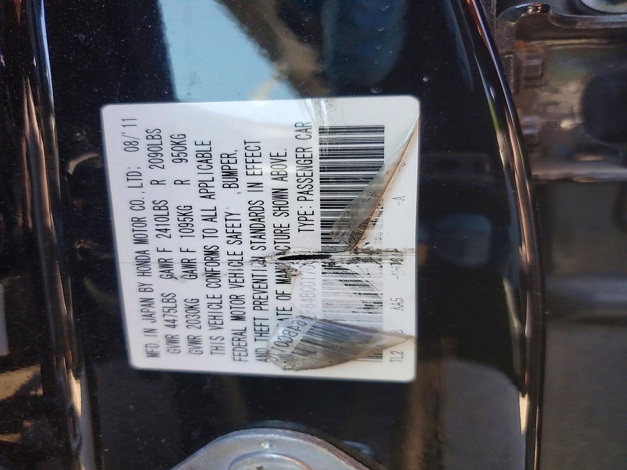 2011 Acura Tsx Black vin: JH4CU2F64BC017005