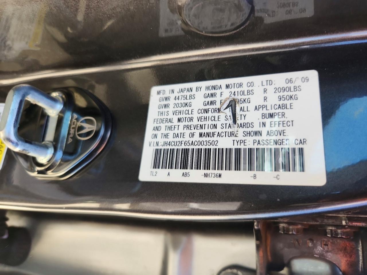 2010 Acura Tsx White vin: JH4CU2F65AC003502