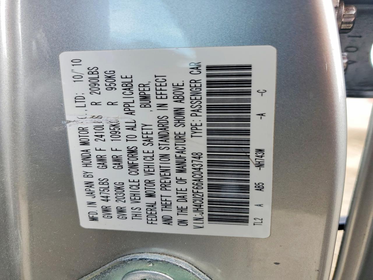 2010 Acura Tsx Silver vin: JH4CU2F66AC043748