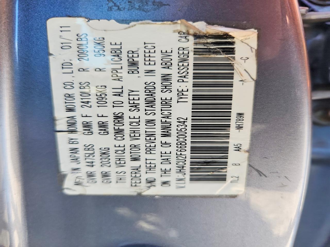 2011 Acura Tsx Silver vin: JH4CU2F66BC005342
