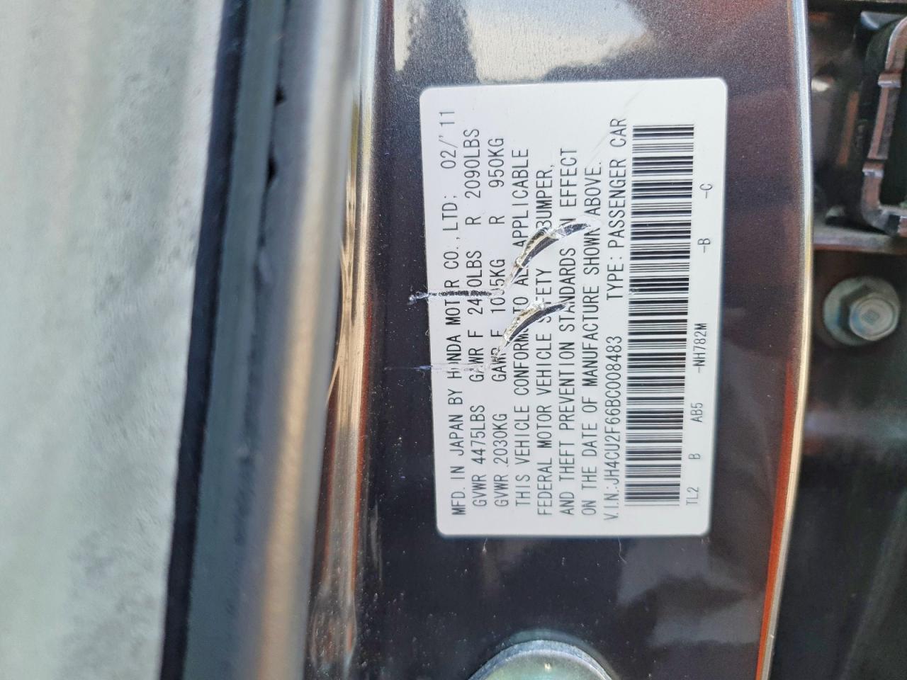 2011 Acura Tsx Gray vin: JH4CU2F66BC008483