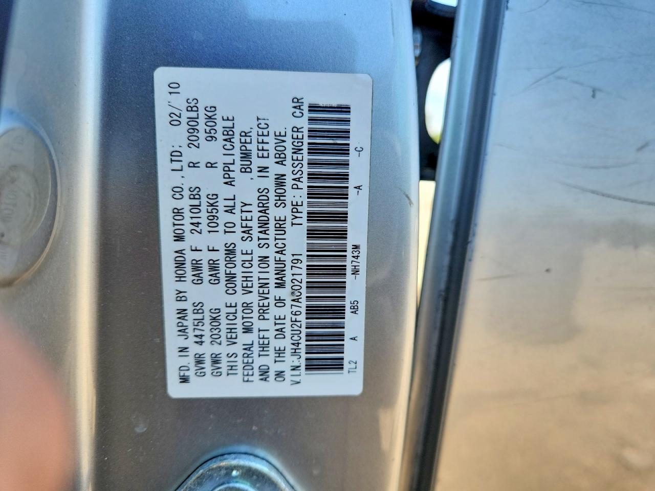 2010 Acura Tsx Silver vin: JH4CU2F67AC021791