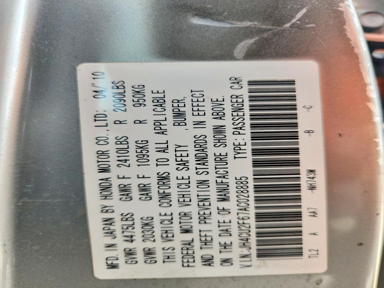 2010 Acura Tsx Silver vin: JH4CU2F67AC028885
