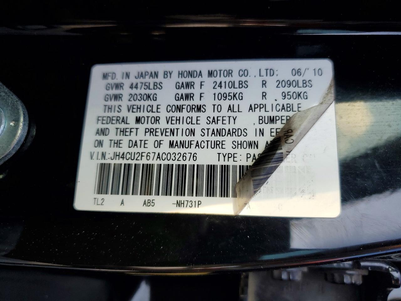 2010 Acura Tsx Black vin: JH4CU2F67AC032676