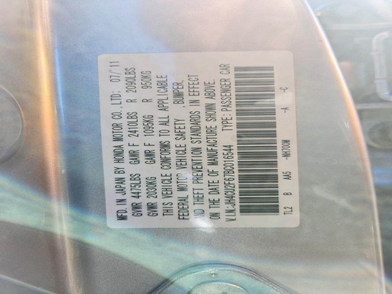 2011 Acura Tsx Silver vin: JH4CU2F67BC016544
