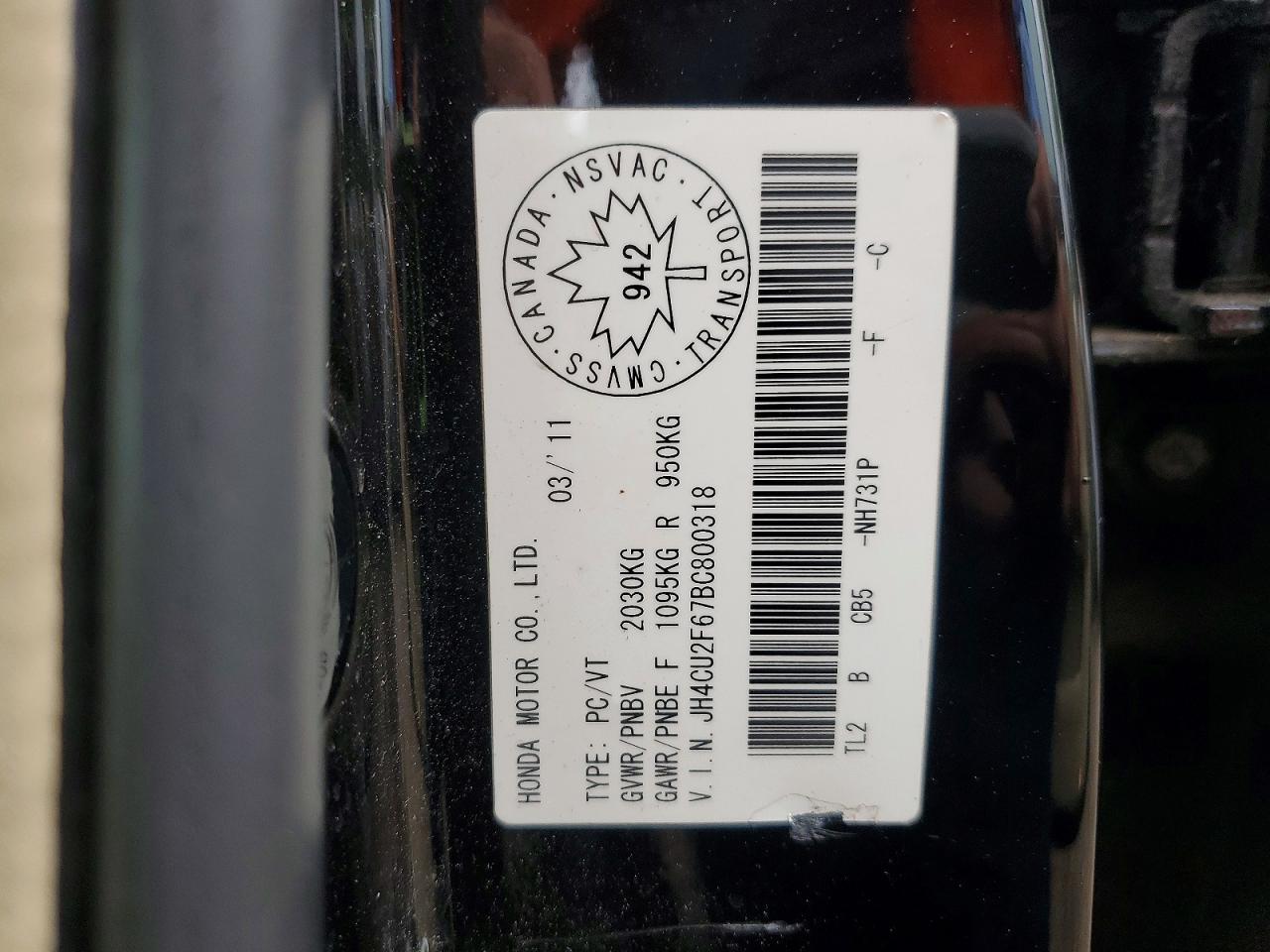 2011 Acura Tsx Black vin: JH4CU2F67BC800318