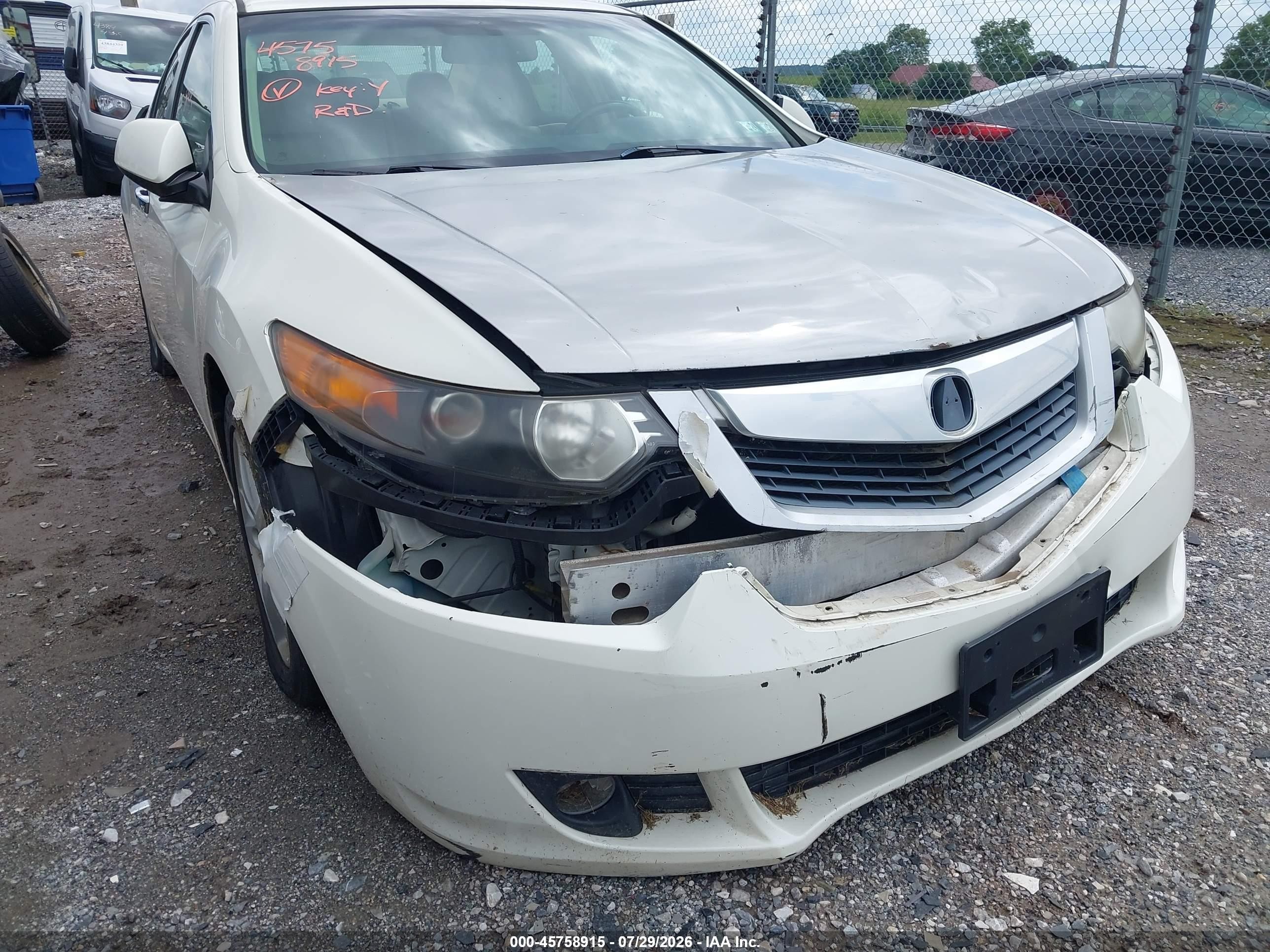 2010 Acura Tsx 2.4 White vin: JH4CU2F68AC005745
