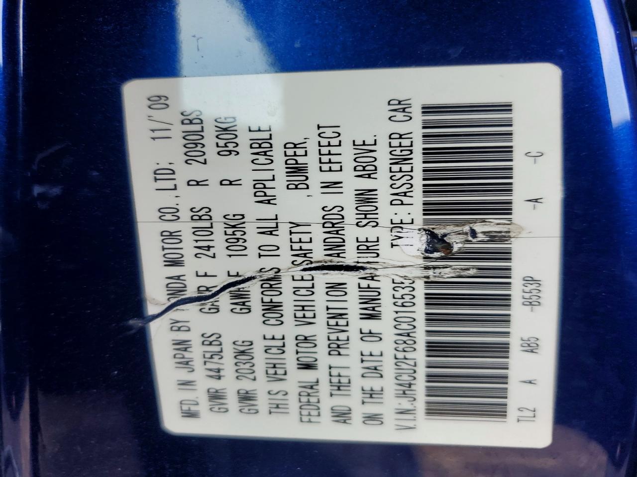 2010 Acura Tsx Blue vin: JH4CU2F68AC016535