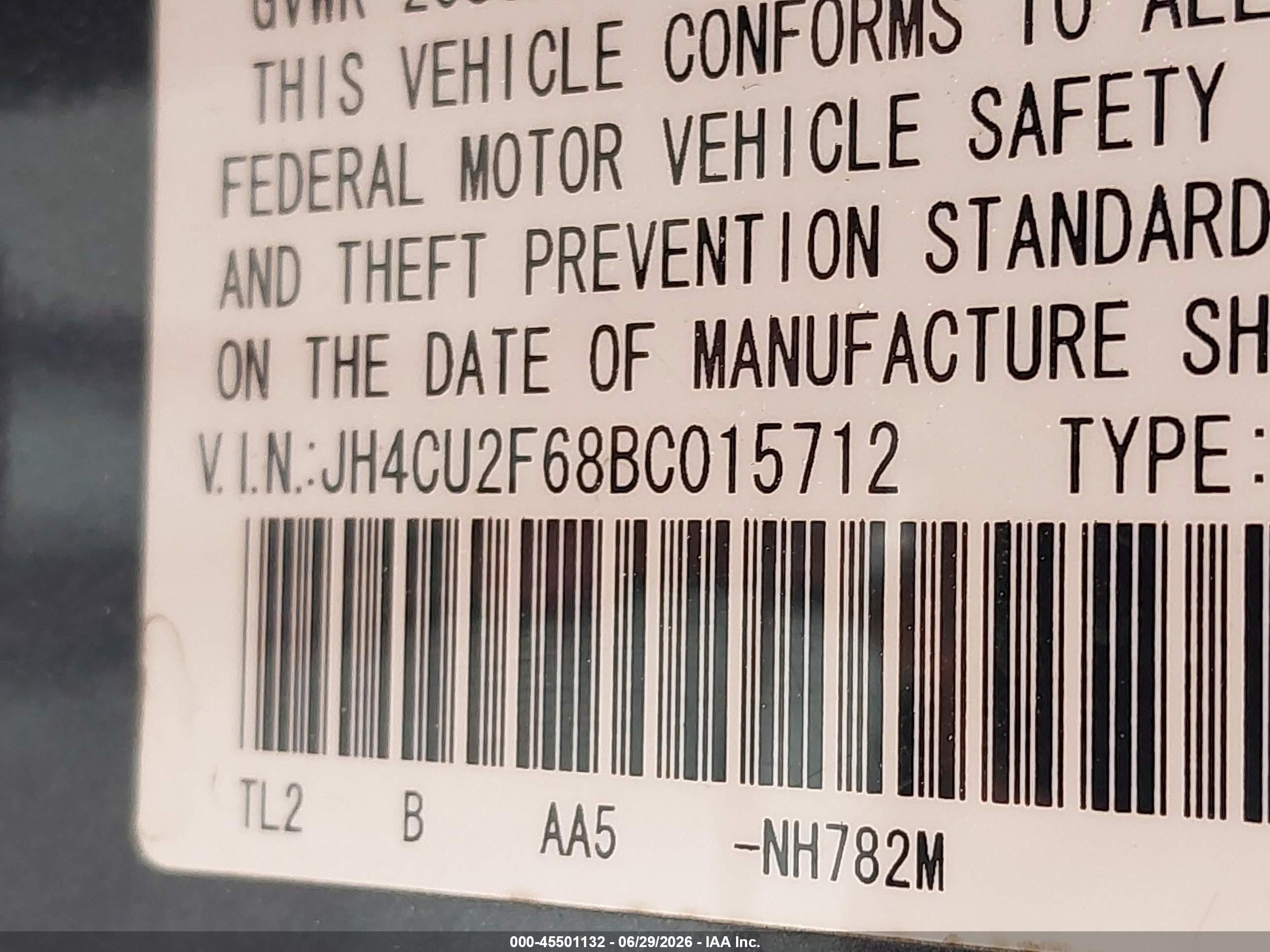 2011 Acura Tsx 2.4 Серый vin: JH4CU2F68BC015712