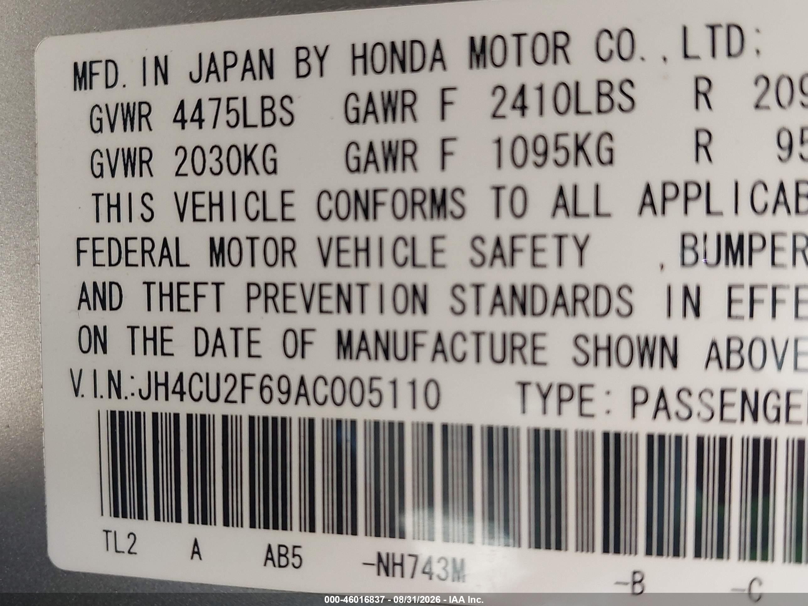 2010 Acura Tsx 2.4 Silver vin: JH4CU2F69AC005110