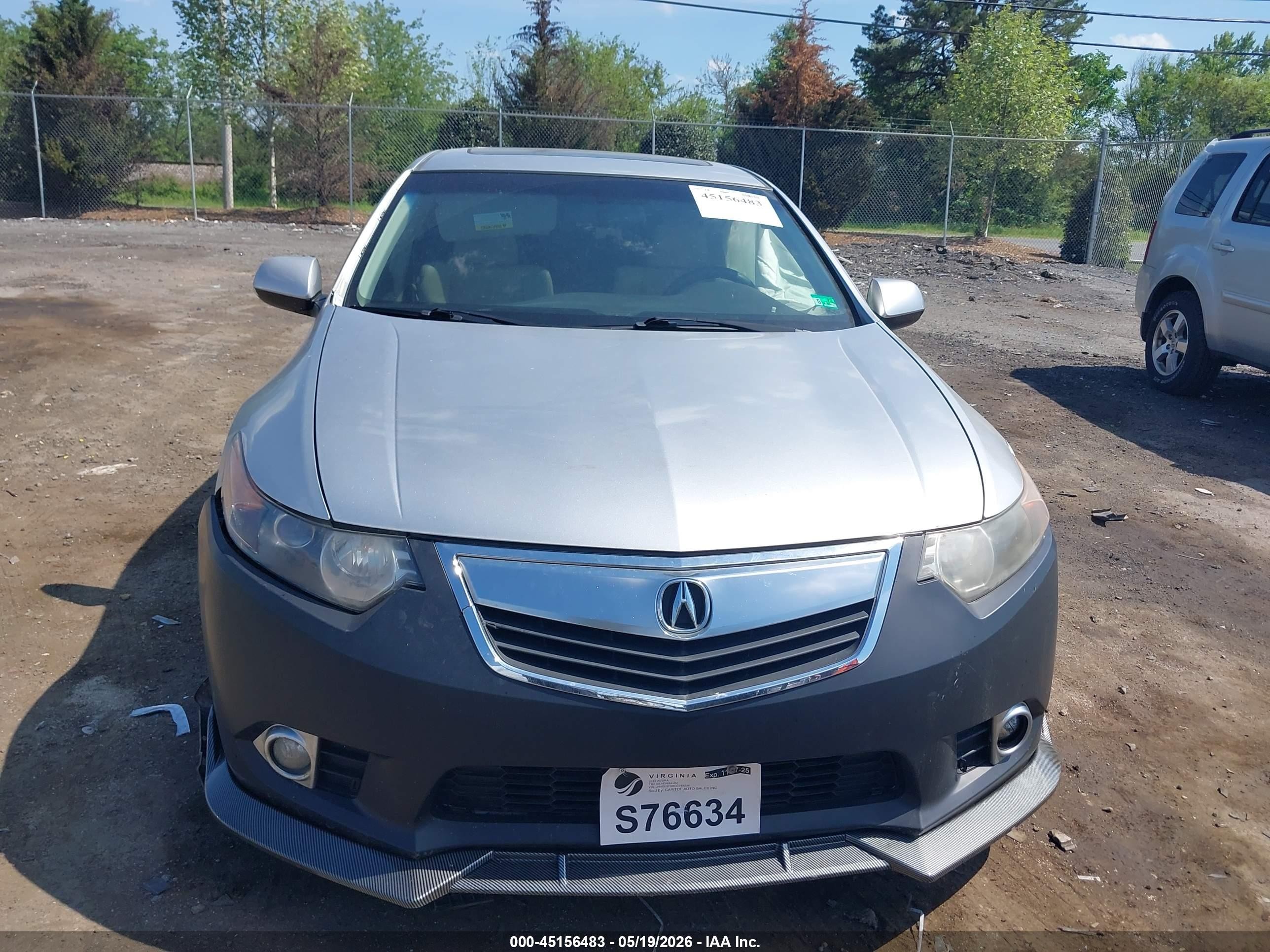 2012 Acura Tsx 2.4 Серебряный vin: JH4CU2F69CC019236