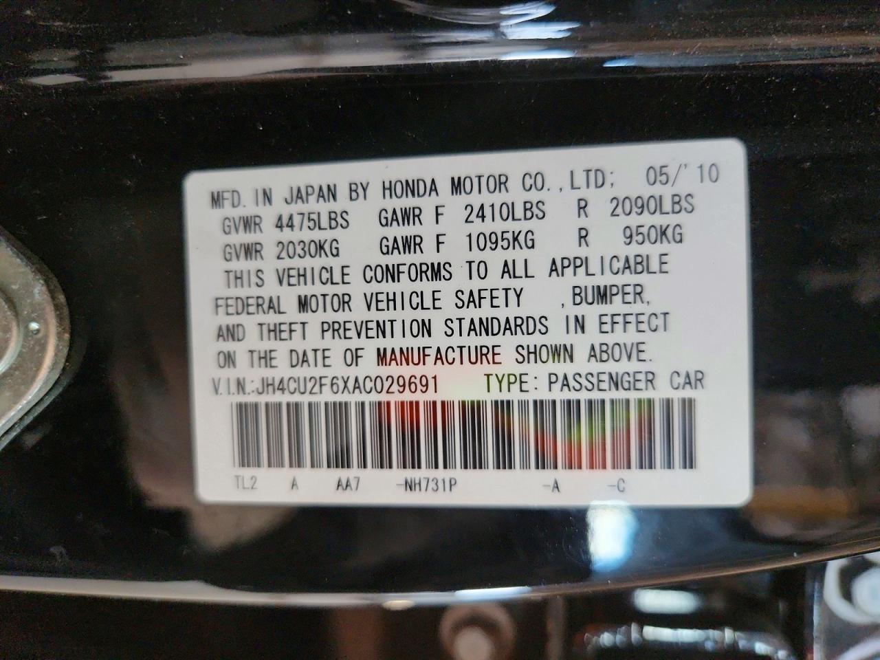 2010 Acura Tsx Black vin: JH4CU2F6XAC029691