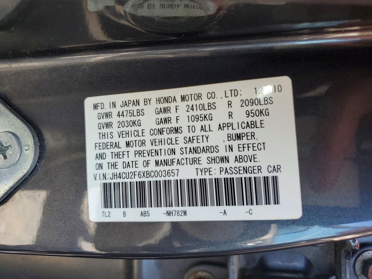2011 Acura Tsx Black vin: JH4CU2F6XBC003657