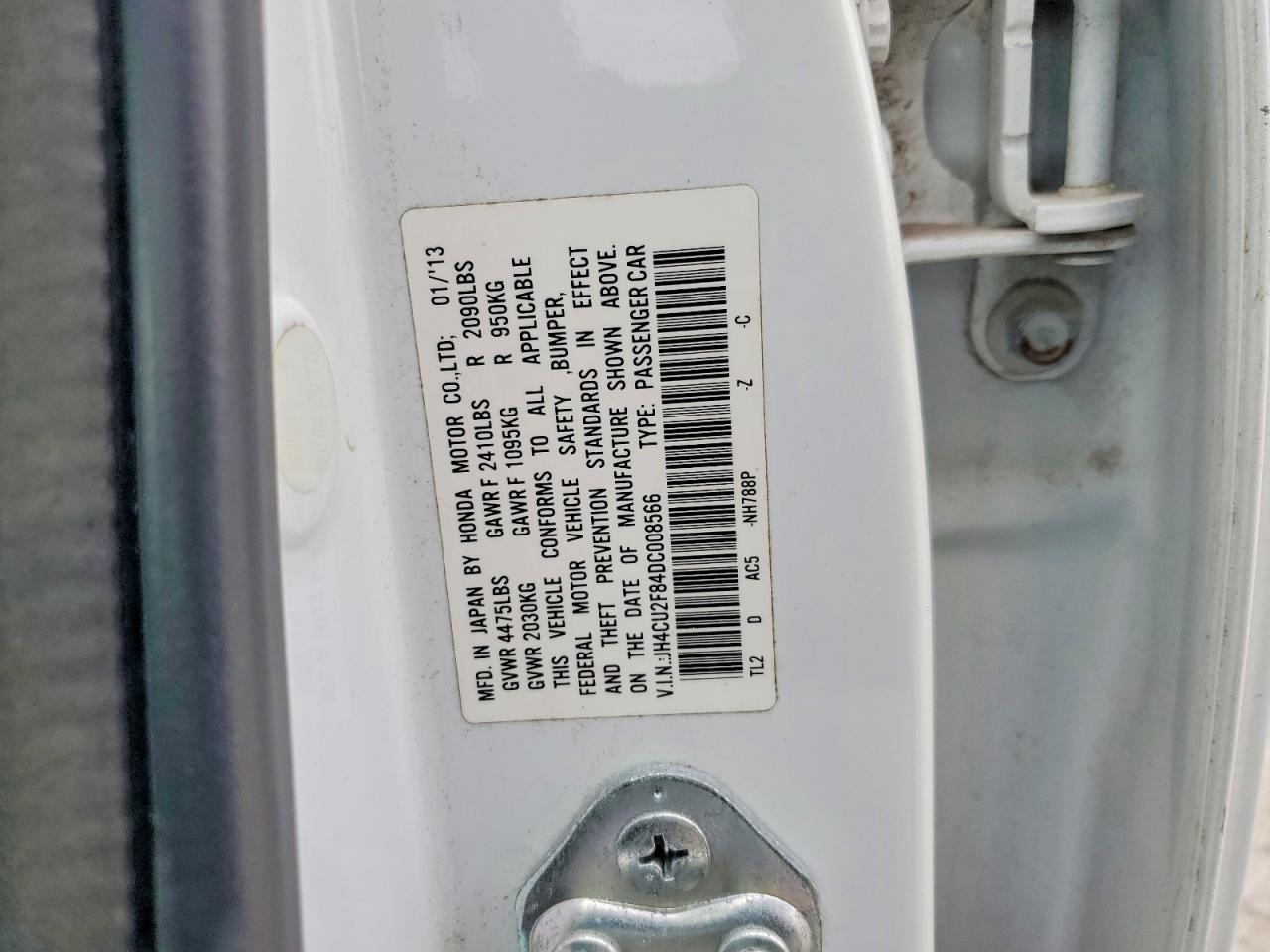 2013 Acura Tsx Se White vin: JH4CU2F84DC008566