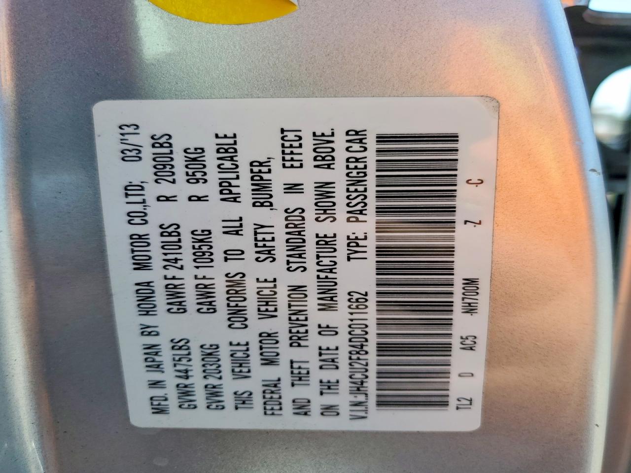 2013 Acura Tsx Se Silver vin: JH4CU2F84DC011662