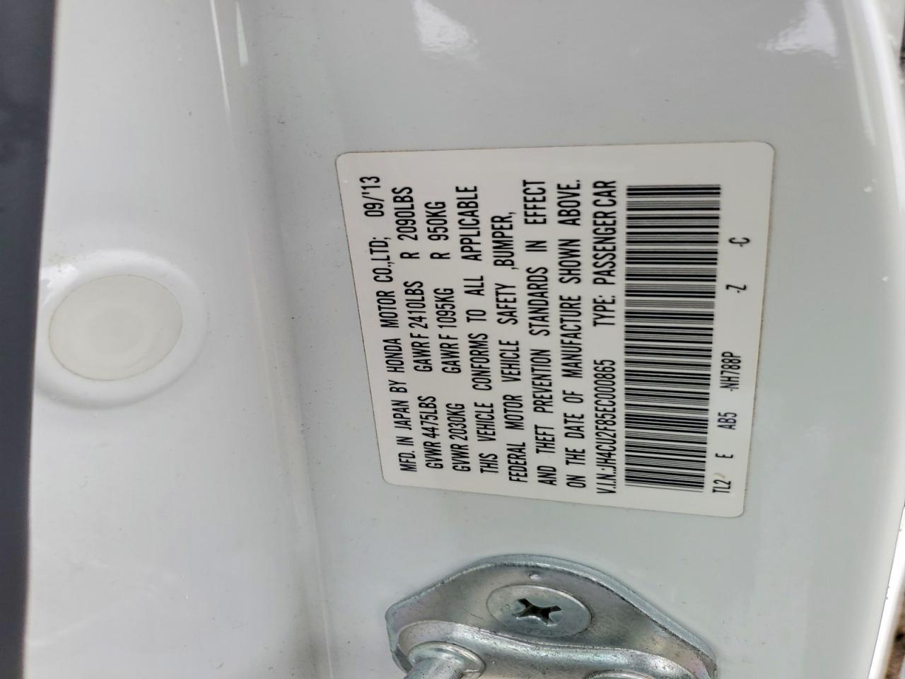 2014 Acura Tsx Se White vin: JH4CU2F85EC000865