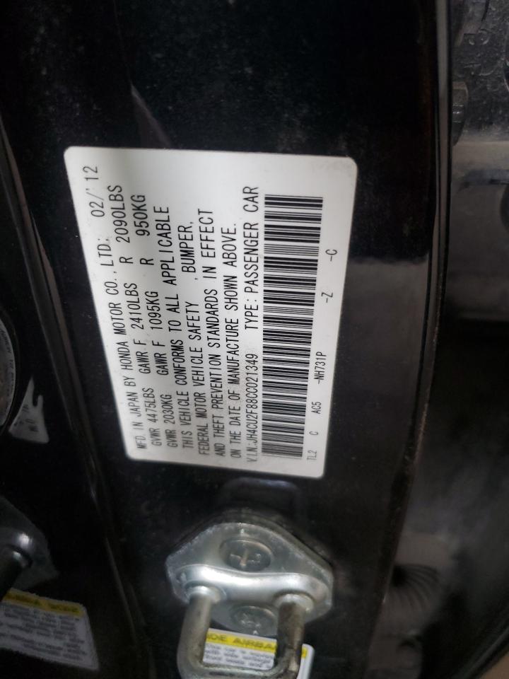 2012 Acura Tsx Se Black vin: JH4CU2F88CC021349
