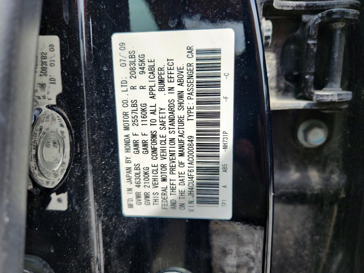 2010 Acura Tsx Black vin: JH4CU4F61AC000849
