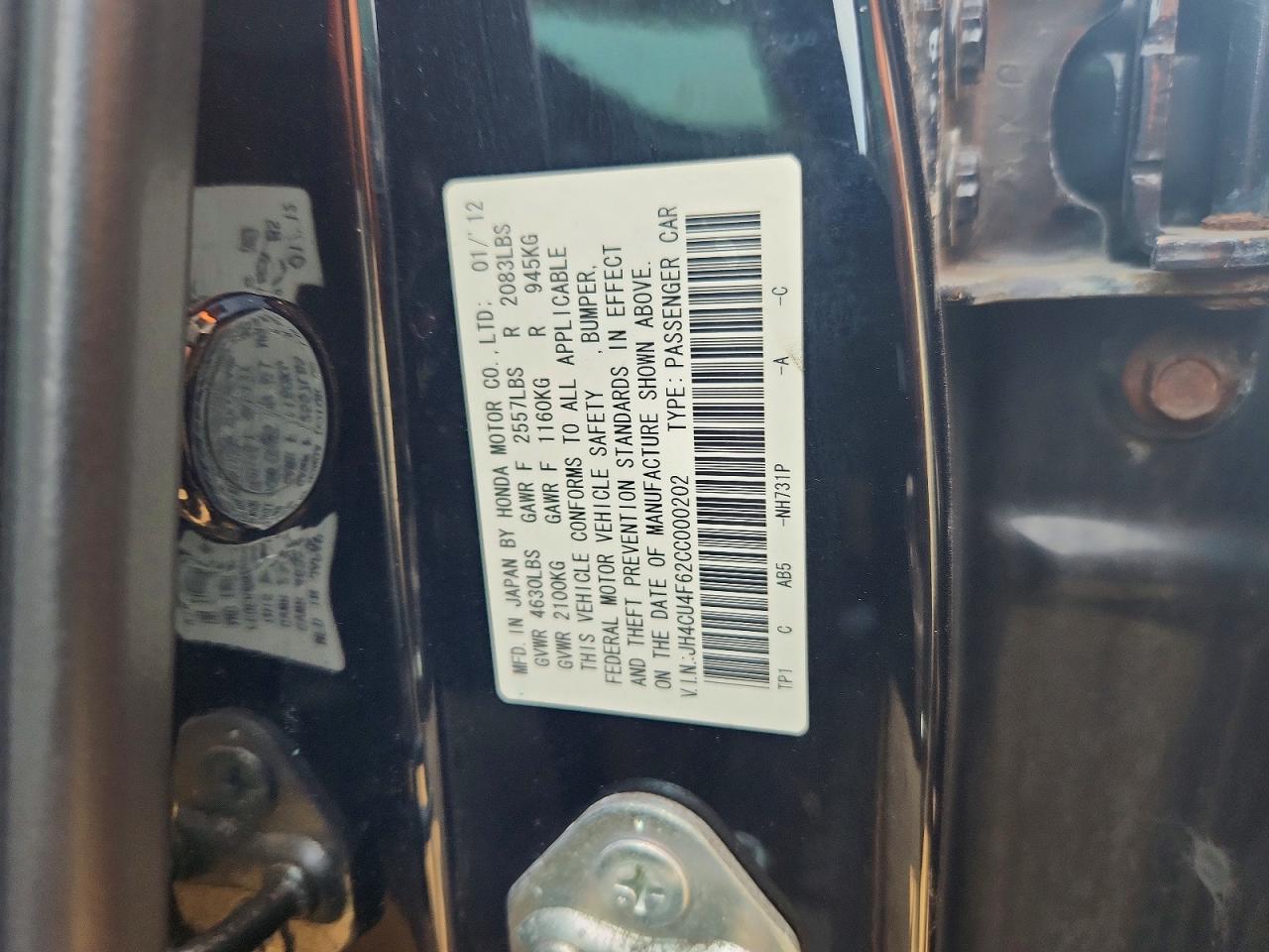 2012 Acura Tsx Tech Black vin: JH4CU4F62CC000202