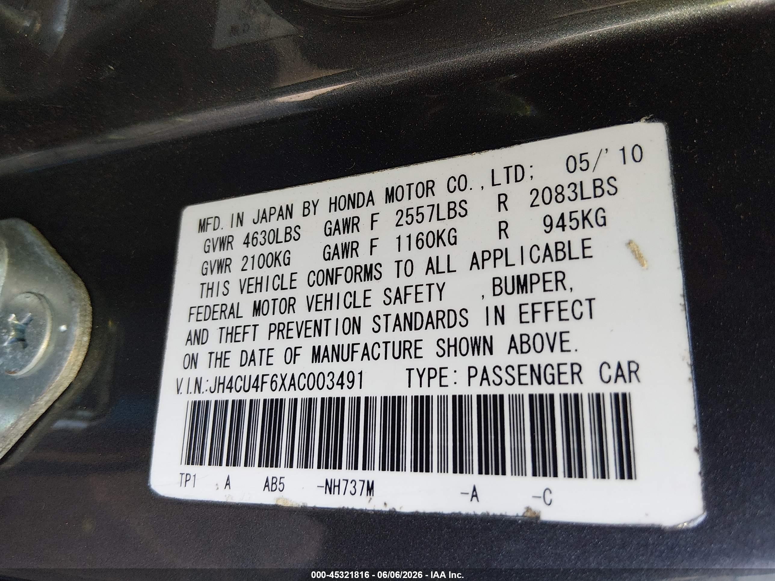 2010 Acura Tsx 3.5 Gray vin: JH4CU4F6XAC003491
