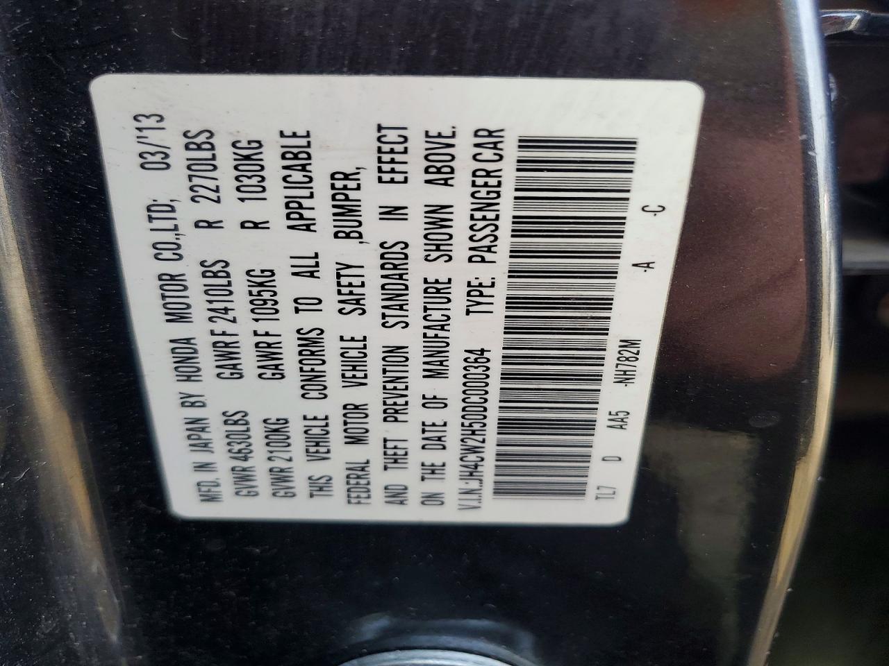 2013 Acura Tsx Gray vin: JH4CW2H50DC000364