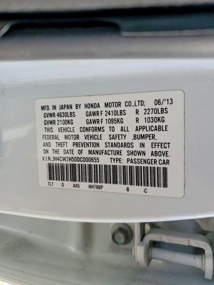 2013 Acura Tsx White vin: JH4CW2H50DC000655