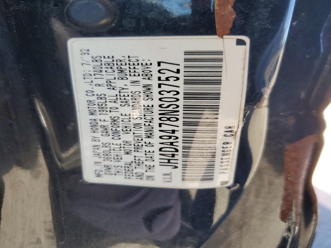 1992 Acura Integra Gs Black vin: JH4DA9478NS037527