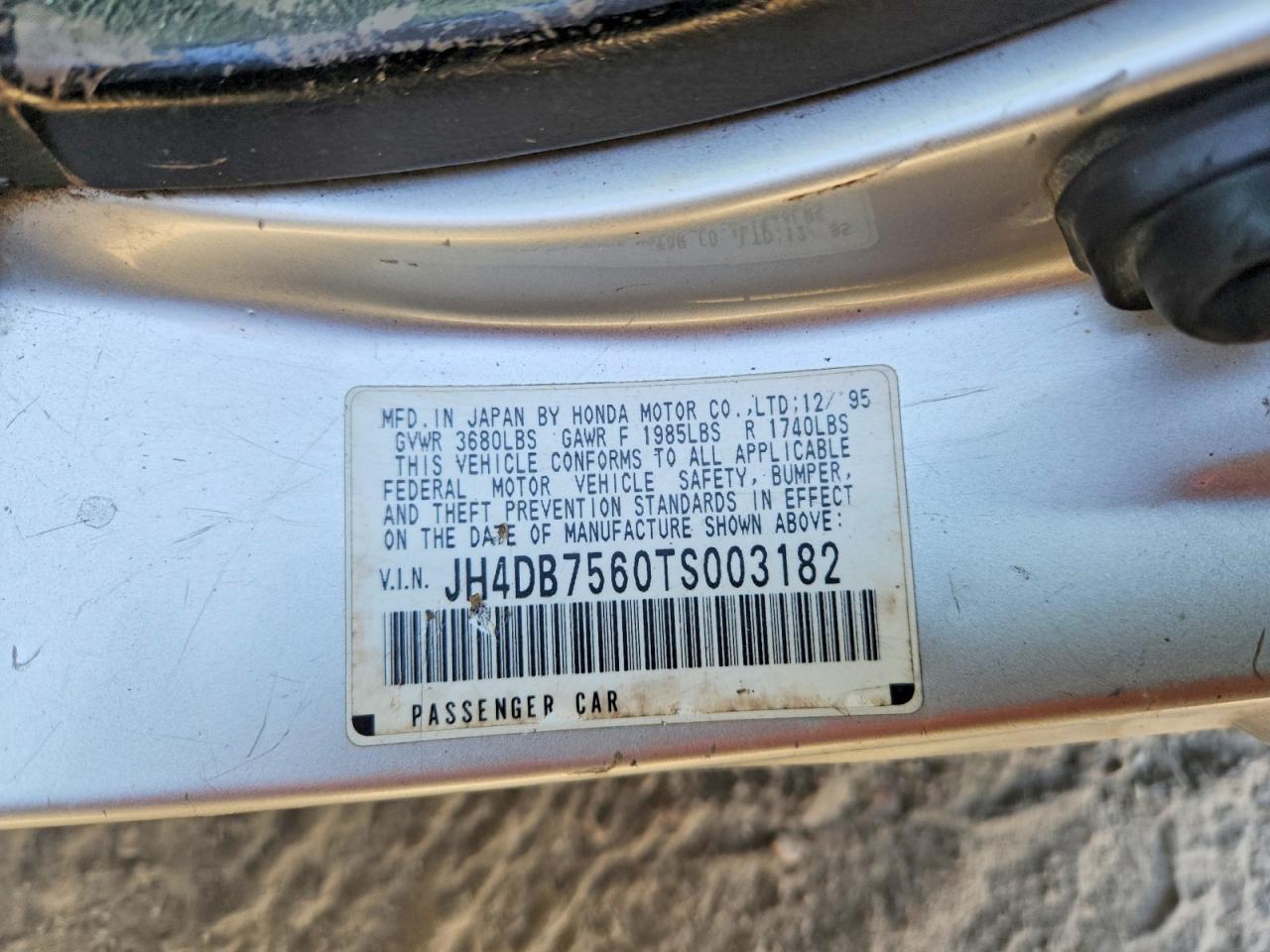 1996 Acura Integra Se Серебряный vin: JH4DB7560TS003182