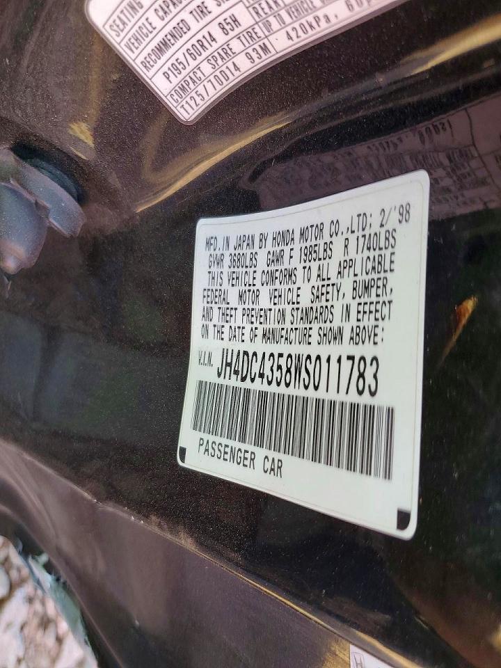 1998 Acura Integra Ls Black vin: JH4DC4358WS011783