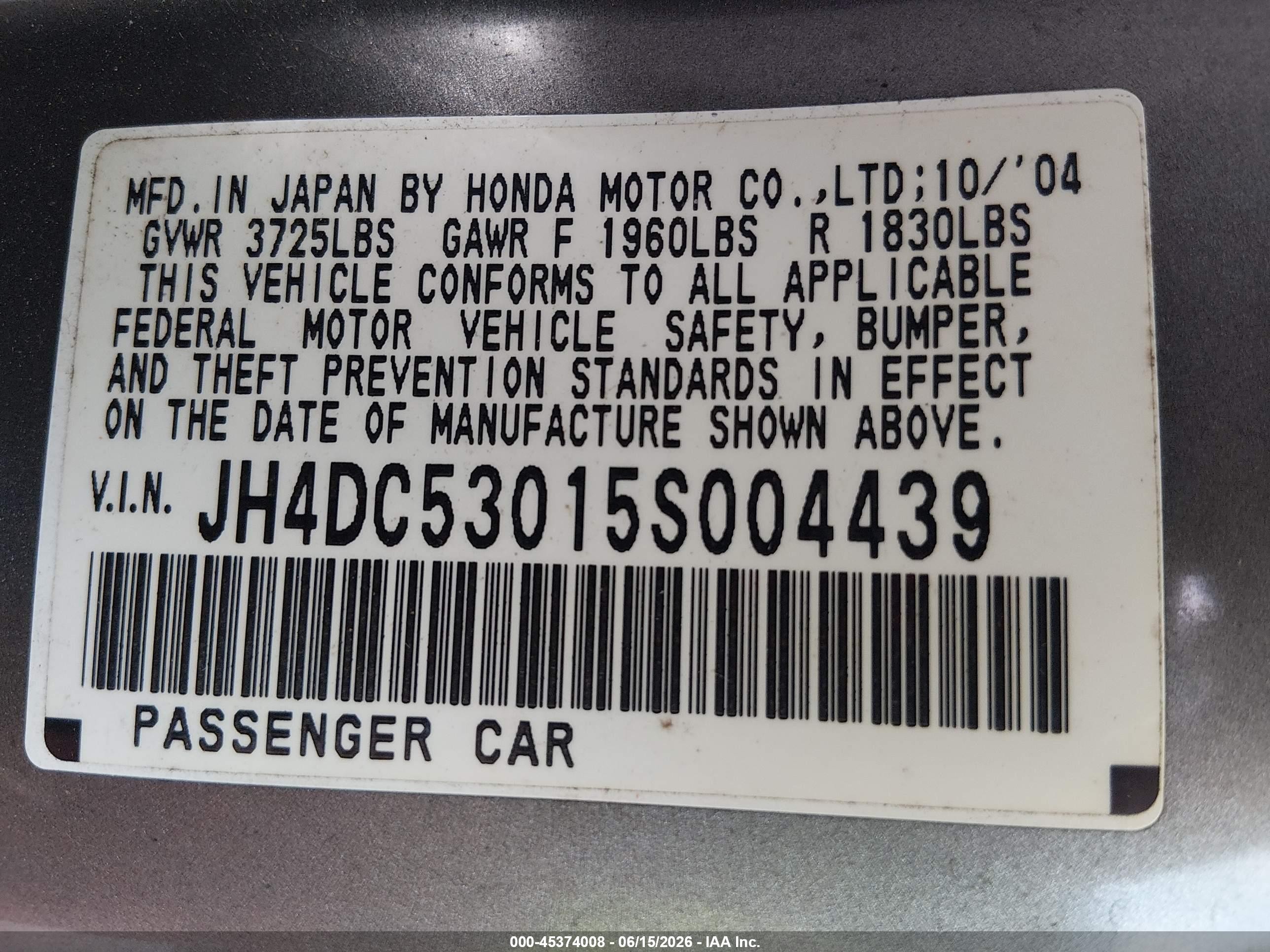 2005 Acura Rsx Type S Gray vin: JH4DC53015S004439