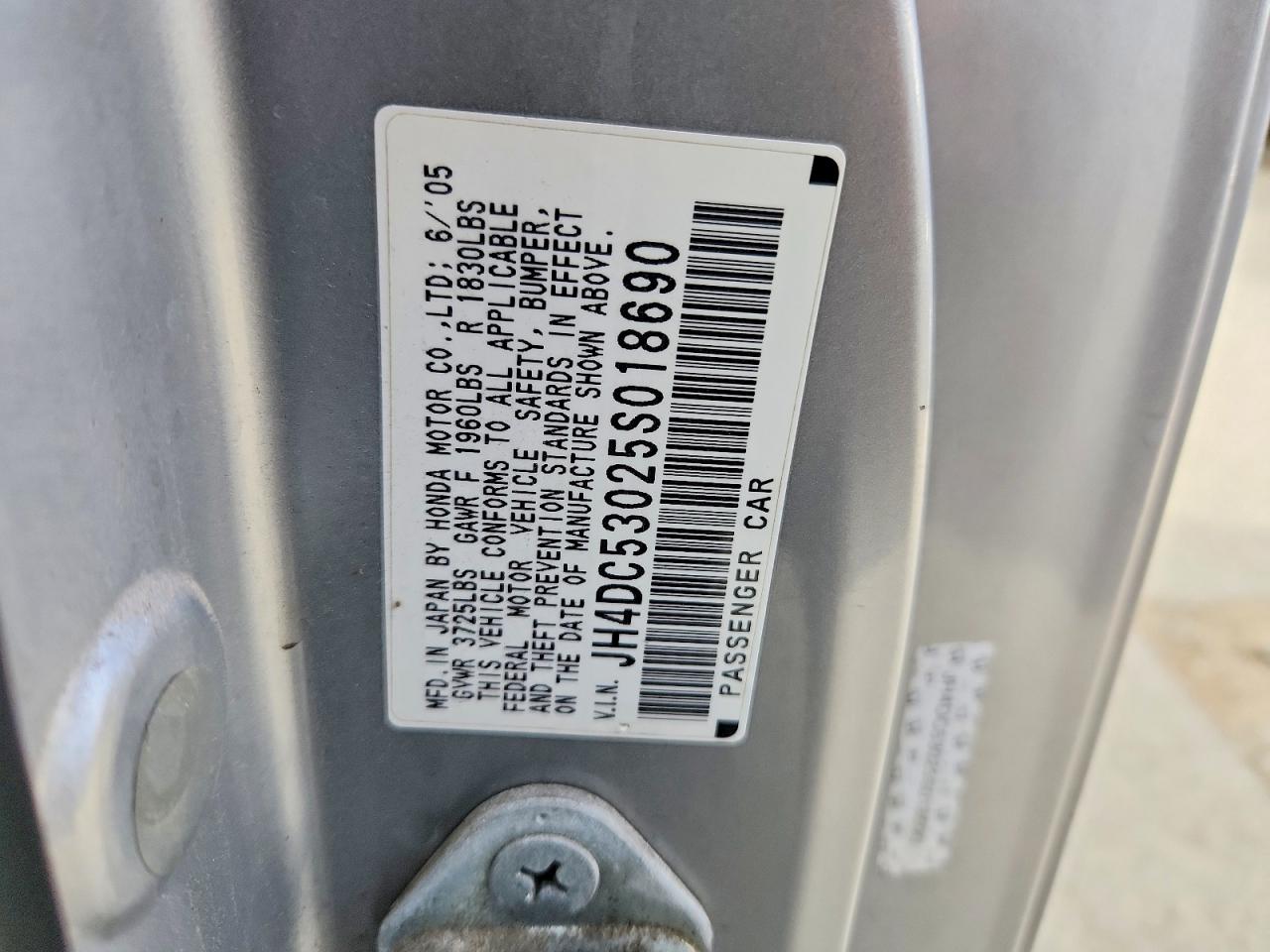 2005 Acura Rsx Type-s Silver vin: JH4DC53025S018690