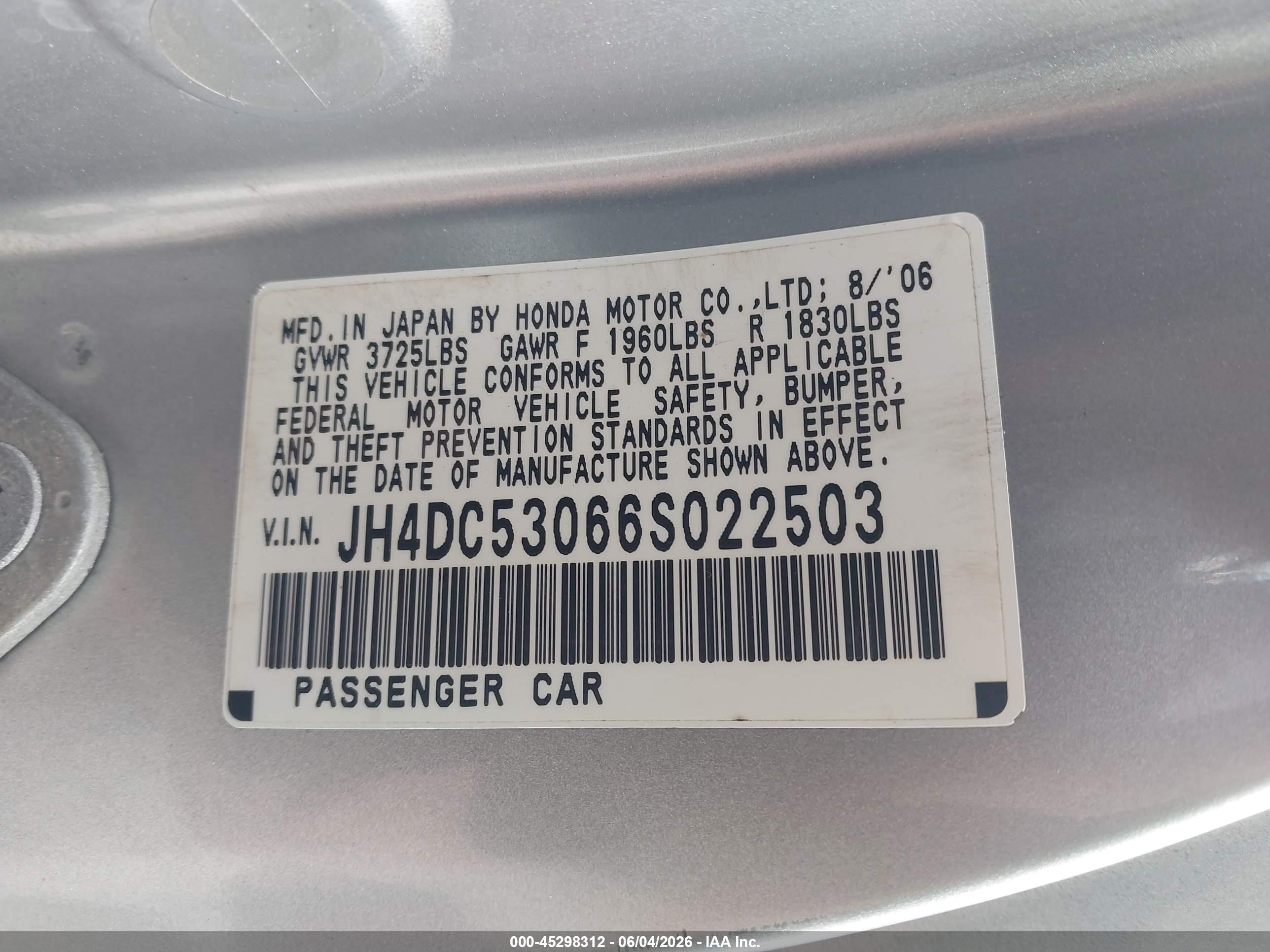 2006 Acura Rsx Type S Silver vin: JH4DC53066S022503