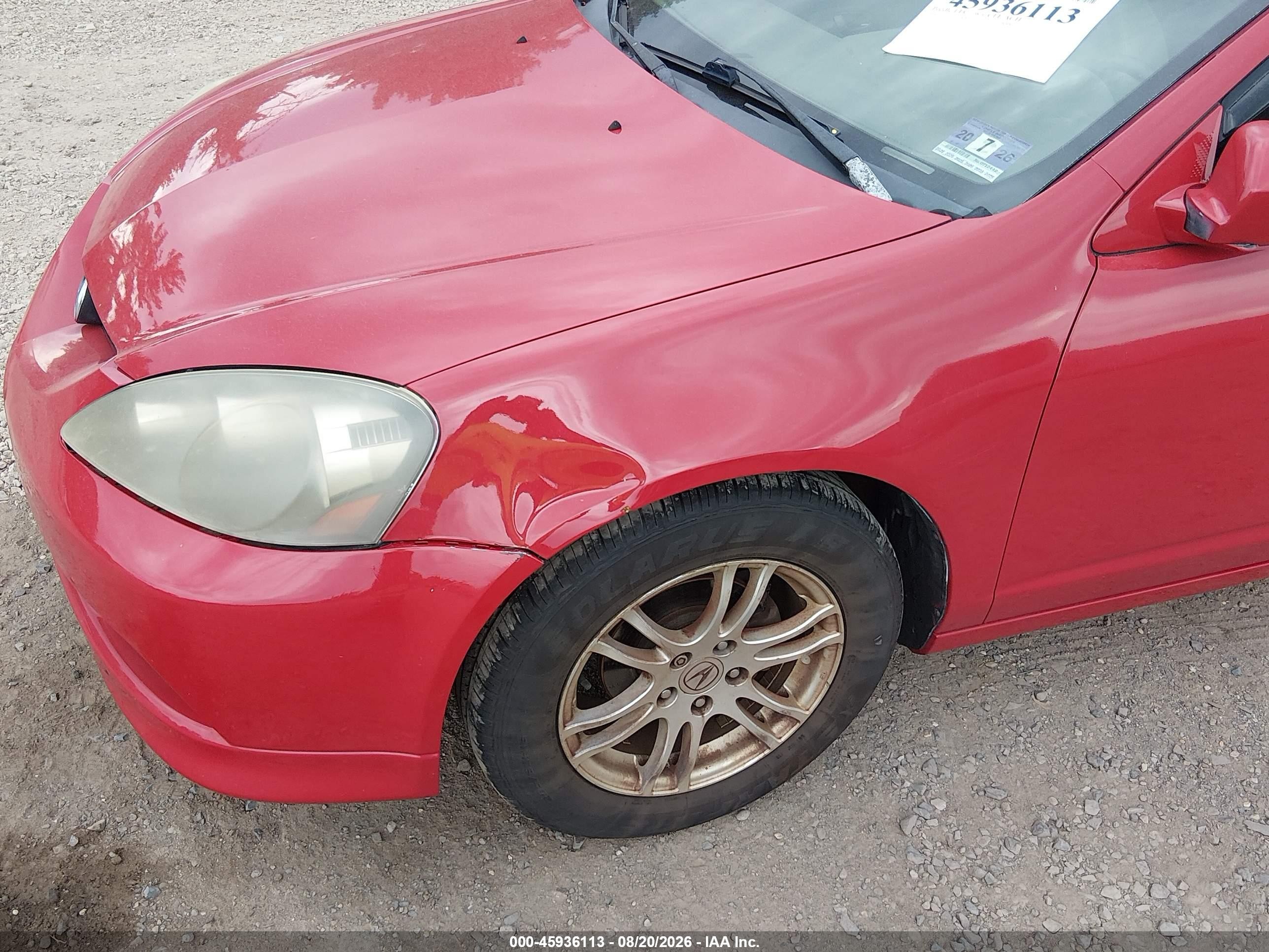 2006 Acura Rsx   Red vin: JH4DC53836S013554
