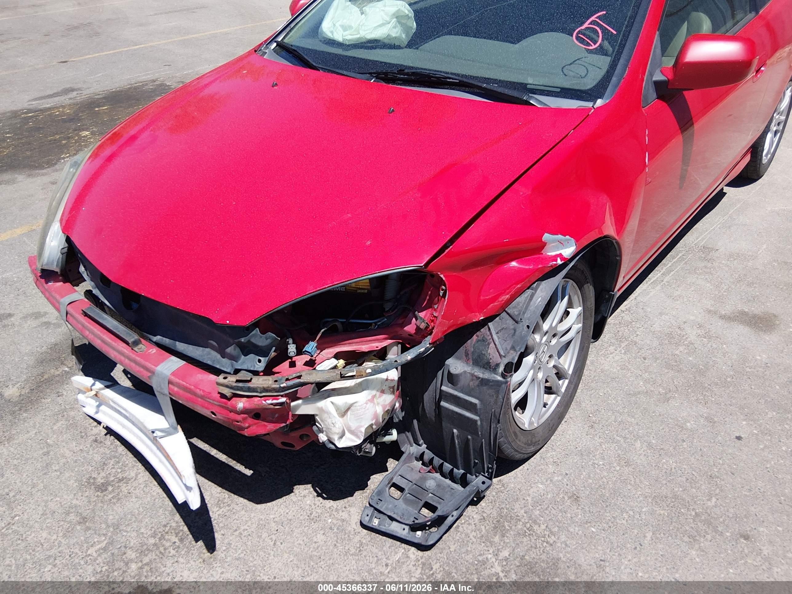 2005 Acura Rsx   Red vin: JH4DC53895S004310