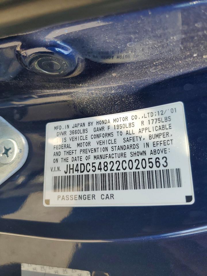2002 Acura Rsx Blue vin: JH4DC54822C020563