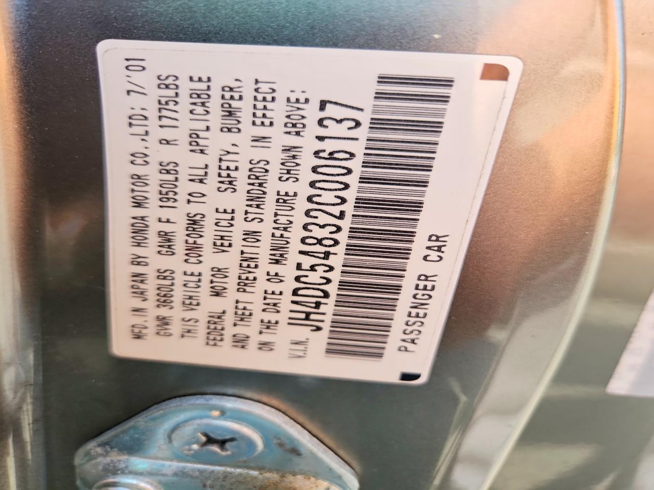 2002 Acura Rsx Gray vin: JH4DC54832C006137