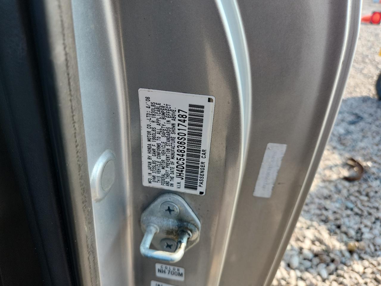 2006 Acura Rsx Silver vin: JH4DC54836S017487