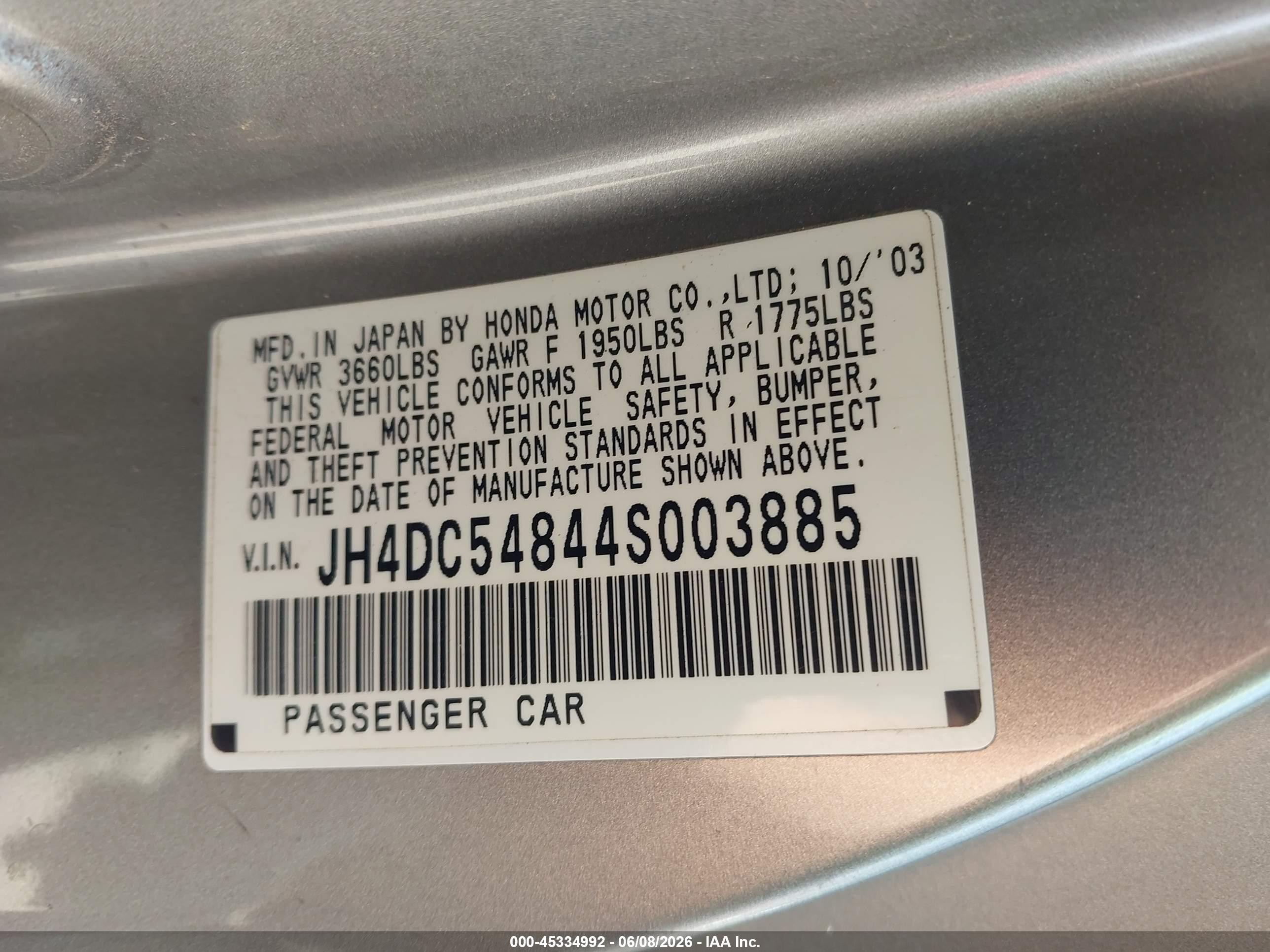 2004 Acura Rsx   Gray vin: JH4DC54844S003885