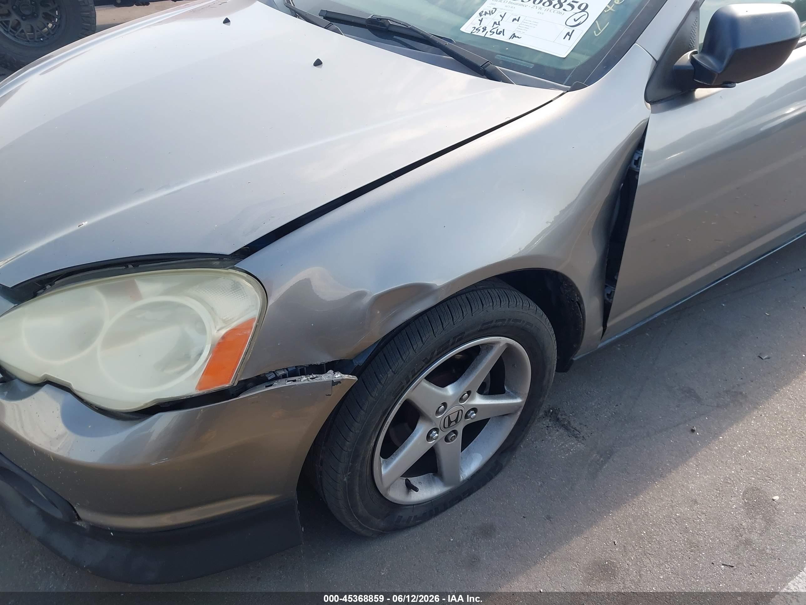 2002 Acura Rsx   Gray vin: JH4DC54852C033372