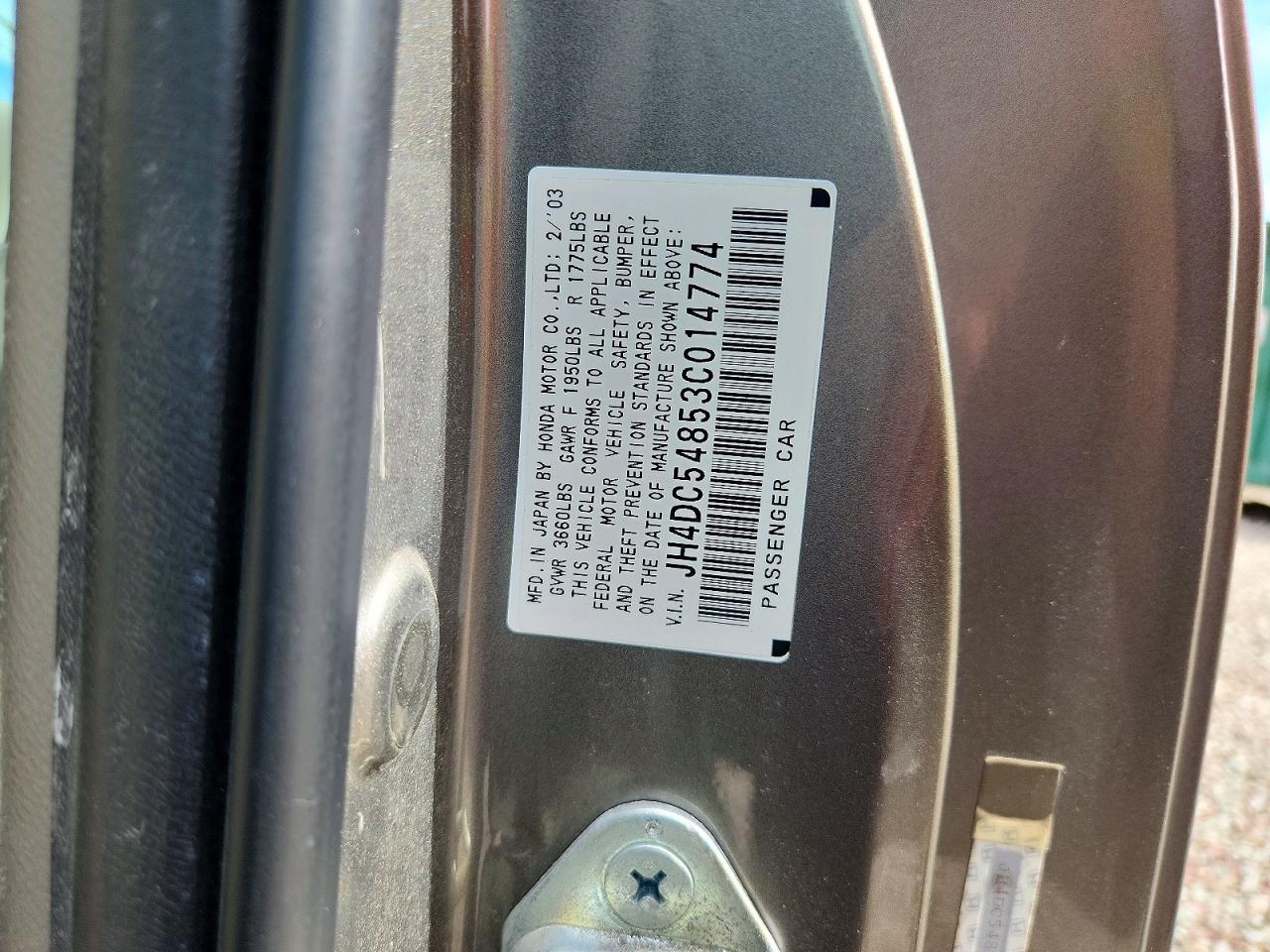 2003 Acura Rsx Tan vin: JH4DC54853C014774