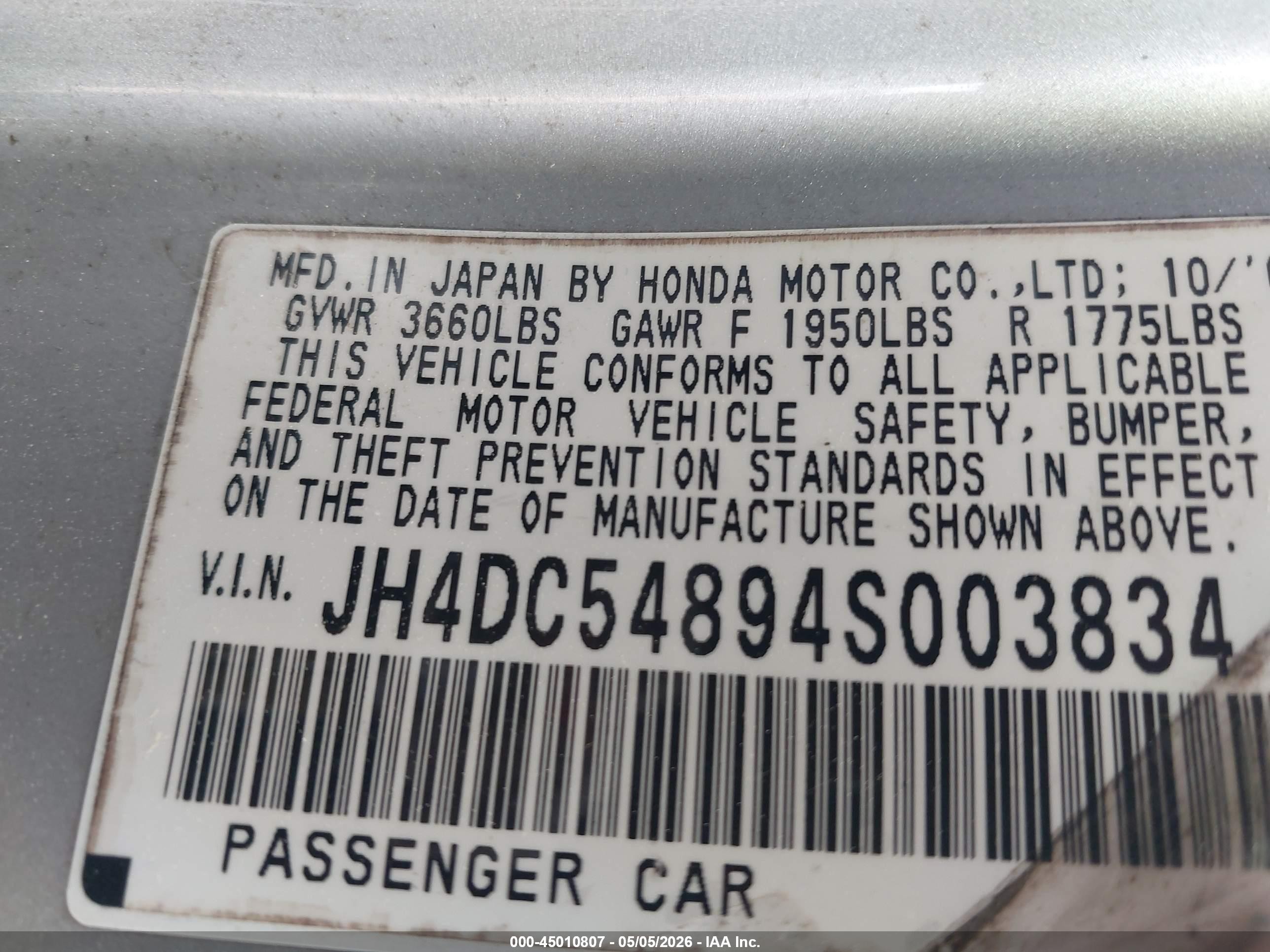 2004 Acura Rsx   Silver vin: JH4DC54894S003834