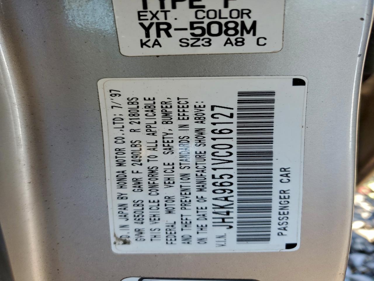 1997 Acura 3.5rl Cream vin: JH4KA9651VC016127