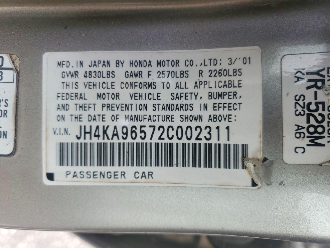 2002 Acura 3.5rl Silver vin: JH4KA96572C002311